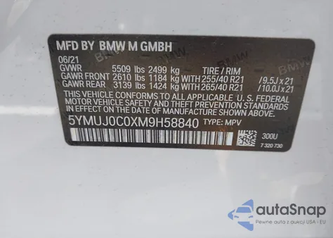2021 BMW X4 M z USA, uszkodzony, nr VIN 5YMUJ0C0XM9H58840